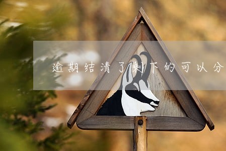 逾期结清了剩下的可以分期还款吗