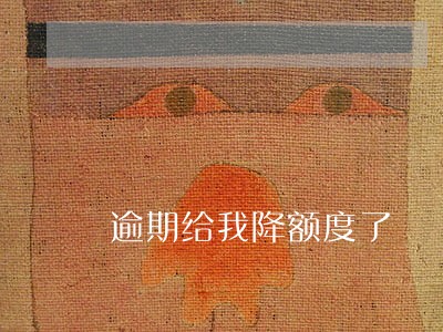 逾期给我降额度了 逾期给我降额度了