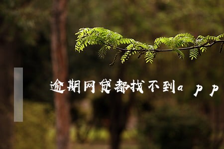 逾期网贷都找不到app了 逾期网贷都找不到app了