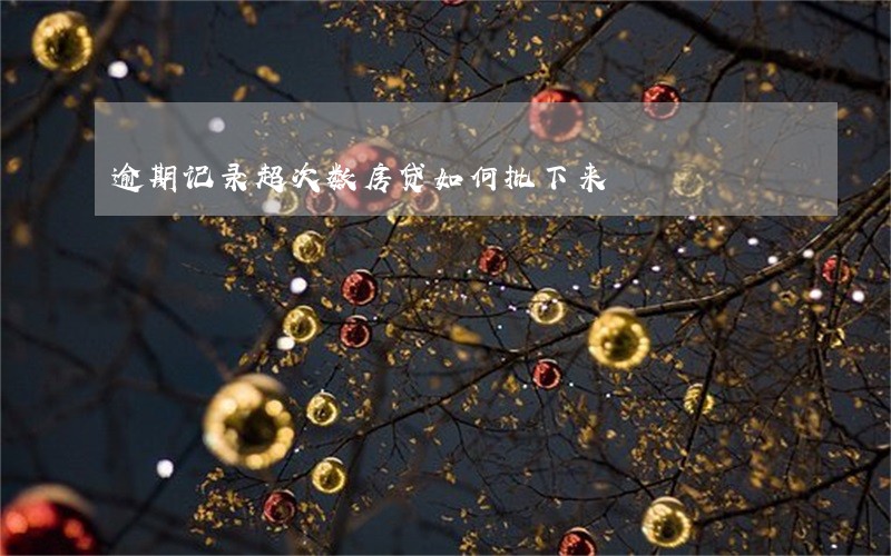 逾期记录超次数房贷如何批下来 逾期记录超次数房贷如何批下来
