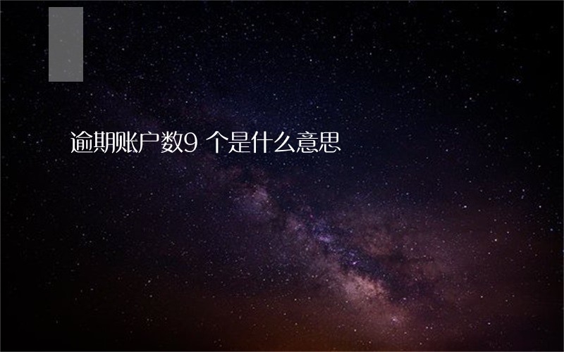逾期账户数9个是什么意思 逾期账户数9个是什么意思