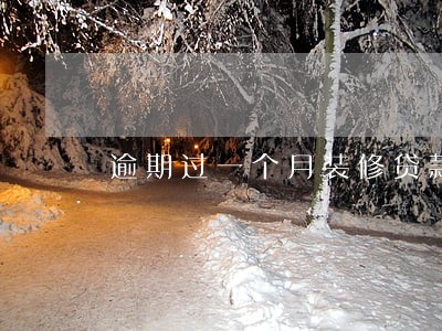 逾期过一个月装修贷款能做吗