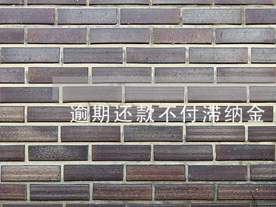 逾期还款不付滞纳金 逾期还款不付滞纳金
