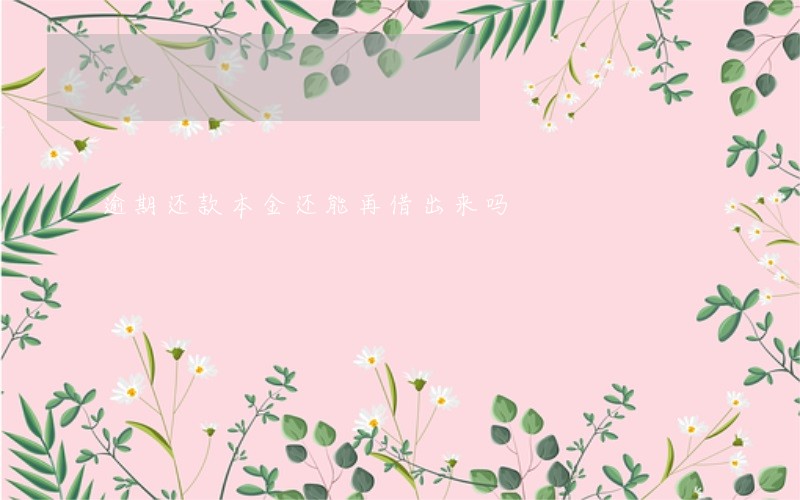 逾期还款本金还能再借出来吗 逾期还款本金还能再借出来吗
