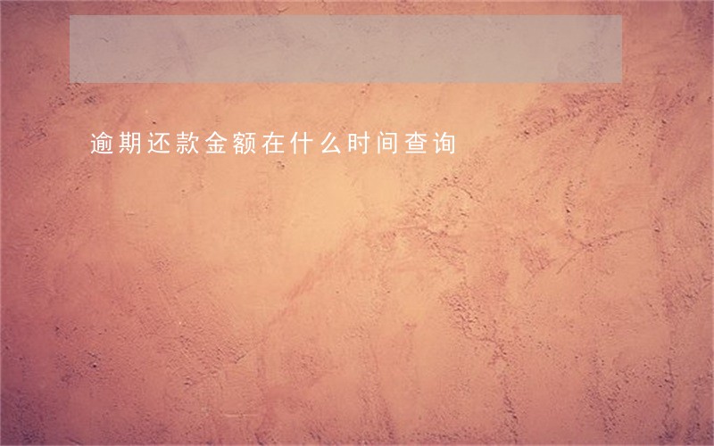 逾期还款金额在什么时间查询 逾期还款金额在什么时间查询