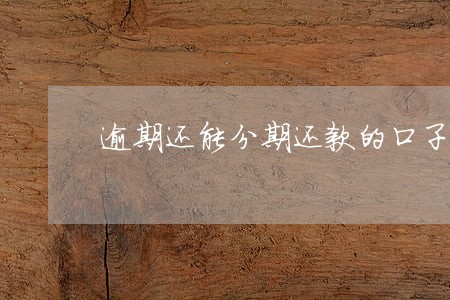 逾期还能分期还款的口子 逾期还能分期还款的口子