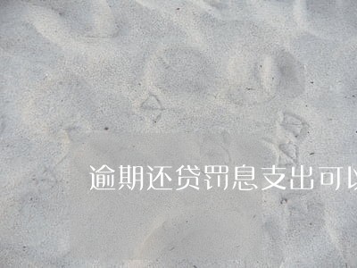 逾期还贷罚息支出可以扣除吗