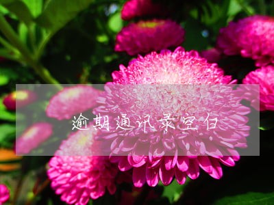 逾期通讯录空白 逾期通讯录空白