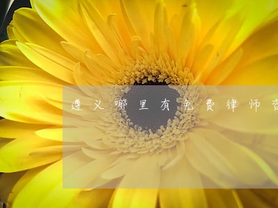 遵义哪里有免费律师咨询 遵义哪里有免费律师咨询