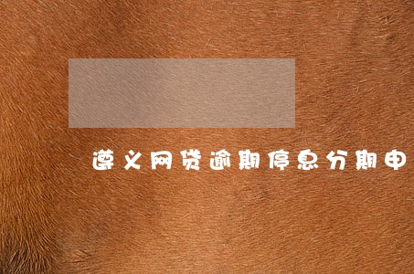 遵义网贷逾期停息分期申请条件