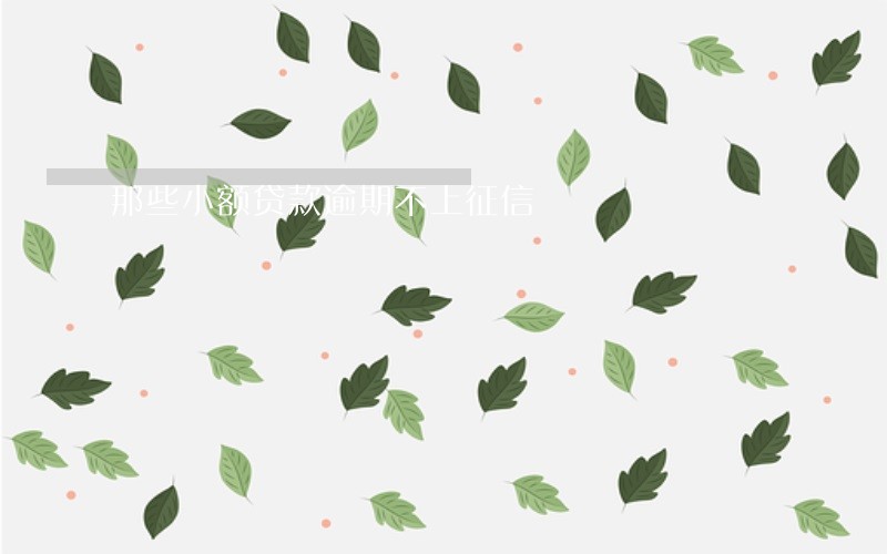 那些小额贷款逾期不上征信 那些小额贷款逾期不上征信