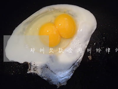 郑州欠款合同纠纷律师 郑州欠款合同纠纷律师