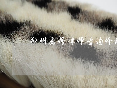 郑州离婚律师咨询价格