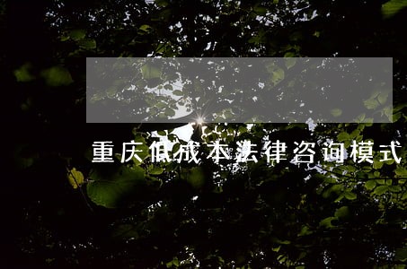 重庆低成本法律咨询模式 重庆低成本法律咨询模式