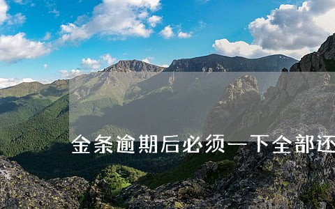 金条逾期后必须一下全部还完吗 金条逾期后必须一下全部还完吗