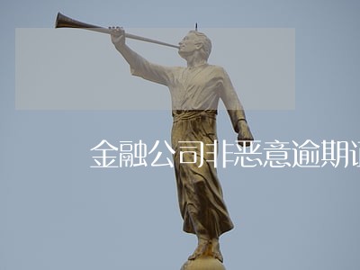金融公司非恶意逾期证明 金融公司非恶意逾期证明