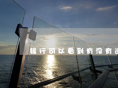 银行可以看到有没有逾期吗 银行可以看到有没有逾期吗