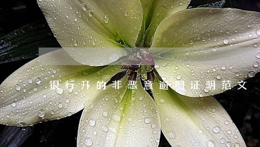 银行开的非恶意逾期证明范文 银行开的非恶意逾期证明范文