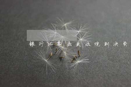 银行汇票丢失法院判决费用 银行汇票丢失法院判决费用