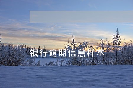 银行逾期信息样本 银行逾期信息样本