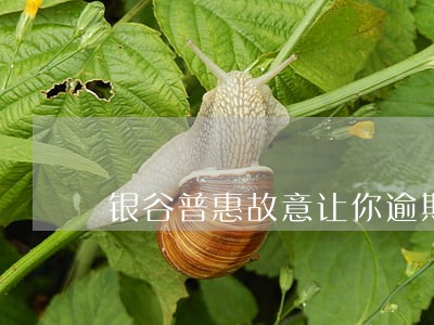 银谷普惠故意让你逾期 银谷普惠故意让你逾期