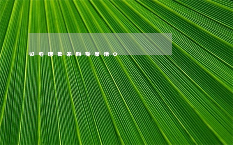 闪电借款逾期额度清0