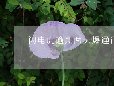 闪电虎逾期两天爆通讯录吗 闪电虎逾期两天爆通讯录吗