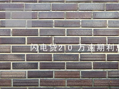 闪电贷20万逾期利息 闪电贷20万逾期利息