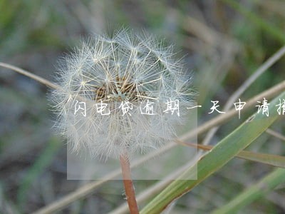 闪电贷逾期一天申请撤销 闪电贷逾期一天申请撤销