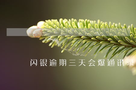 闪银逾期三天会爆通讯录么 闪银逾期三天会爆通讯录么