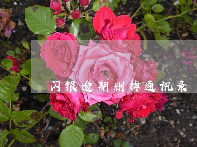 闪银逾期删掉通讯录 闪银逾期删掉通讯录