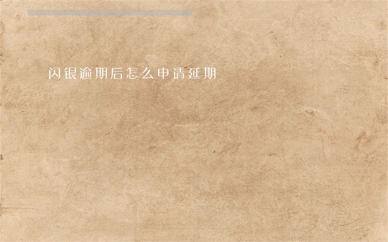 闪银逾期后怎么申请延期 闪银逾期后怎么申请延期