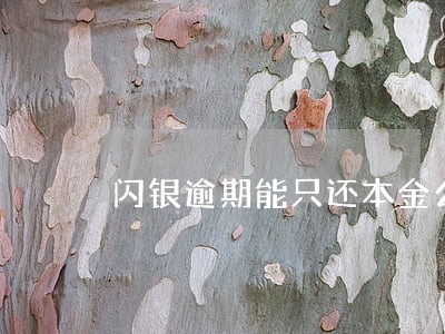 闪银逾期能只还本金么 闪银逾期能只还本金么