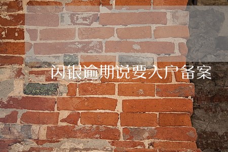 闪银逾期说要入户备案 闪银逾期说要入户备案