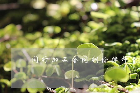 闵行加工合同纠纷律师费用 闵行加工合同纠纷律师费用