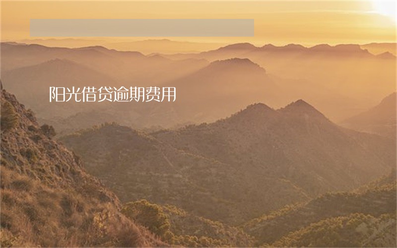 阳光借贷逾期费用 阳光借贷逾期费用