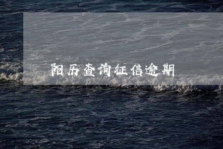 阳历查询征信逾期 阳历查询征信逾期