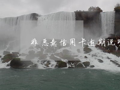 非恶意信用卡逾期说明模板 非恶意信用卡逾期说明模板