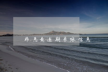 非恶意逾期呆账信息 非恶意逾期呆账信息