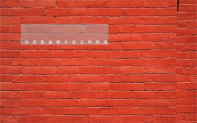非恶意逾期欠款证明样本 非恶意逾期欠款证明样本