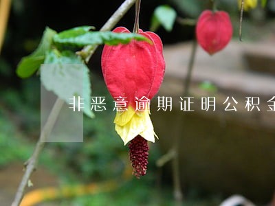 非恶意逾期证明公积金 非恶意逾期证明公积金