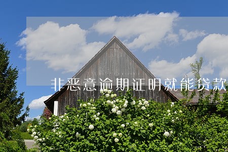 非恶意逾期证明就能贷款了吗 非恶意逾期证明就能贷款了吗