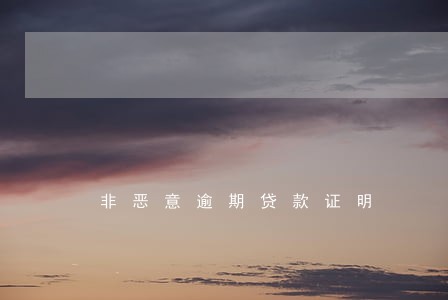 非恶意逾期贷款证明