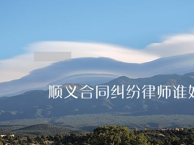 顺义合同纠纷律师谁好 顺义合同纠纷律师谁好