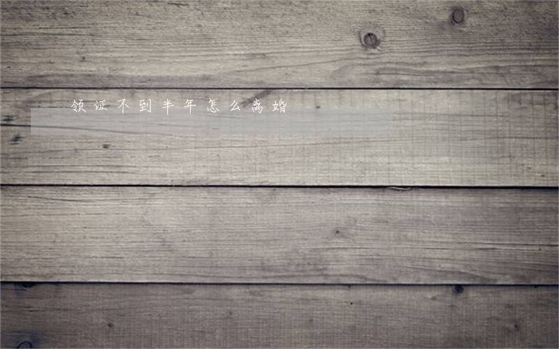 领证不到半年怎么离婚