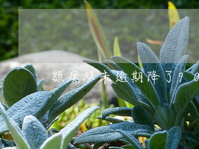 额度从未逾期降了90 额度从未逾期降了90