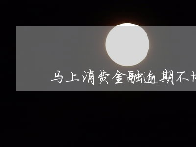 马上消费金融逾期不协商 马上消费金融逾期不协商