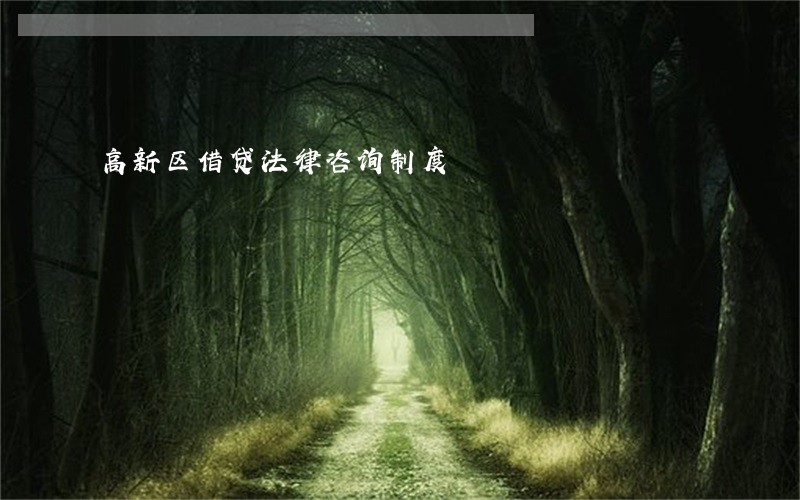 高新区借贷法律咨询制度 高新区借贷法律咨询制度