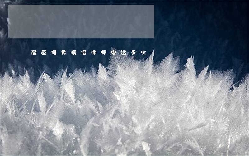 高邑债务清偿律师电话多少 高邑债务清偿律师电话多少