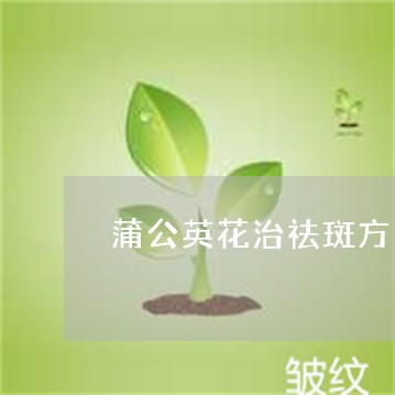 蒲公英花治祛斑方法是什么